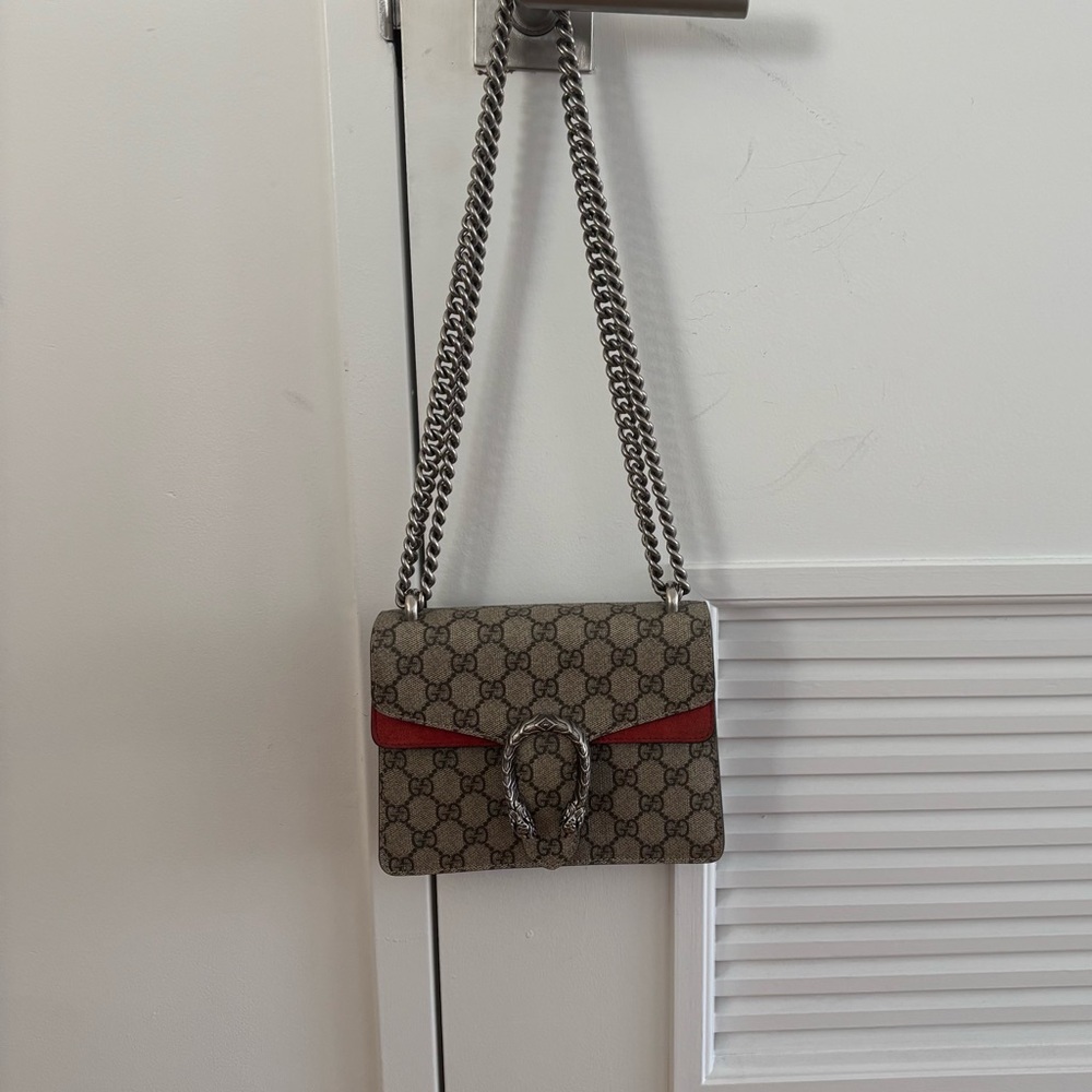 Gucci Mini Dionysus Monogram Shoulder Crossbody Bag with Red Suede Accents - Picture 8 of 13